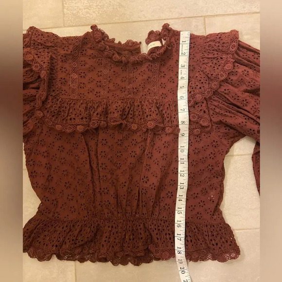 Doen Floryn Lace Trimmed Ruffled Top Antique Walnut Size Medium - Picture 10 of 10